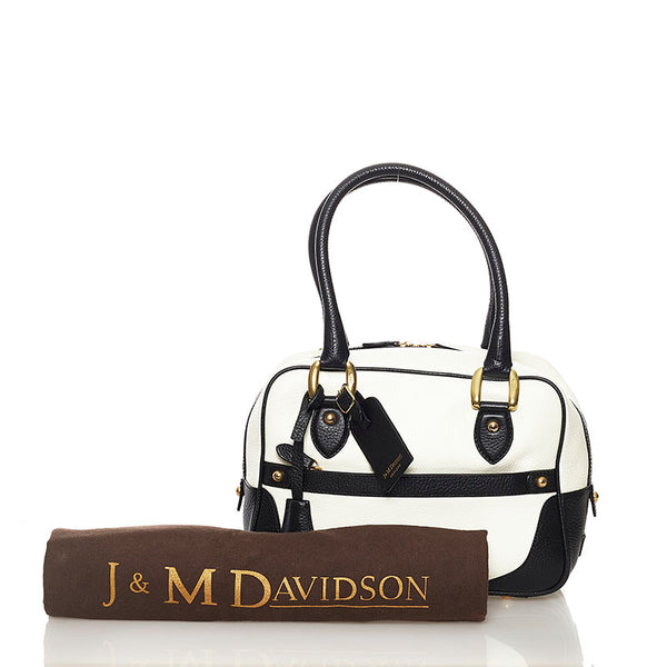 ジェイアンドエムデヴィッドソン ミニミア バイカラー ハンドバッグ ホワイト ブラック レザー レディース J&M Davidson 【中古】