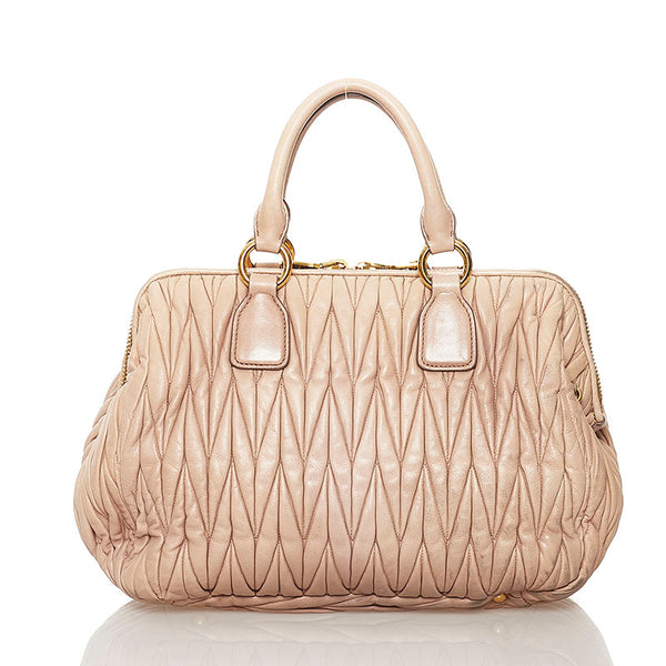 ミュウミュウ マテラッセ　 ハンドバッグ ショルダーバッグ 2WAY ピンクベージュ レザー レディース MIUMIU 【中古】