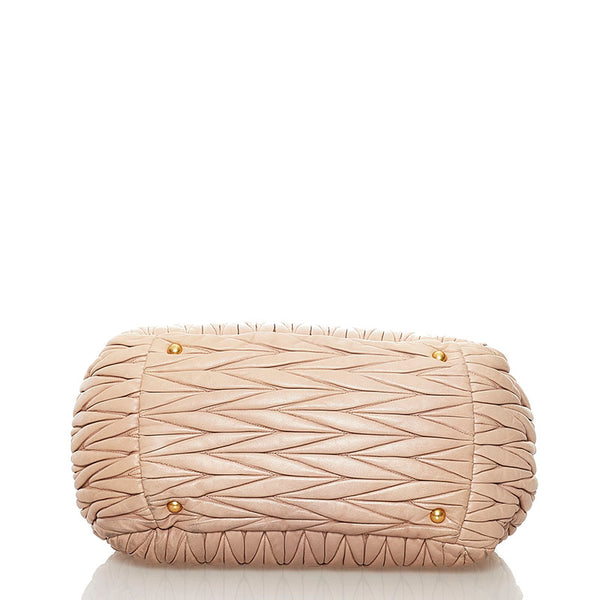 ミュウミュウ マテラッセ　 ハンドバッグ ショルダーバッグ 2WAY ピンクベージュ レザー レディース MIUMIU 【中古】