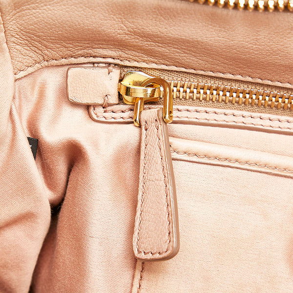 ミュウミュウ マテラッセ　 ハンドバッグ ショルダーバッグ 2WAY ピンクベージュ レザー レディース MIUMIU 【中古】