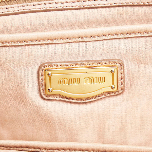 ミュウミュウ マテラッセ　 ハンドバッグ ショルダーバッグ 2WAY ピンクベージュ レザー レディース MIUMIU 【中古】