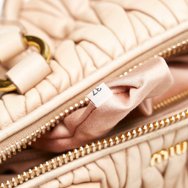 ミュウミュウ マテラッセ　 ハンドバッグ ショルダーバッグ 2WAY ピンクベージュ レザー レディース MIUMIU 【中古】