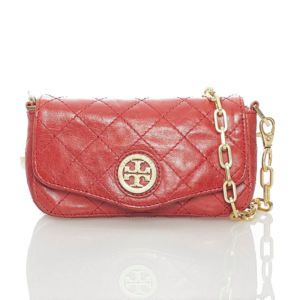 トリーバーチ 斜め掛け ショルダーバッグ レッド レザー レディース Tory Burch 【中古】