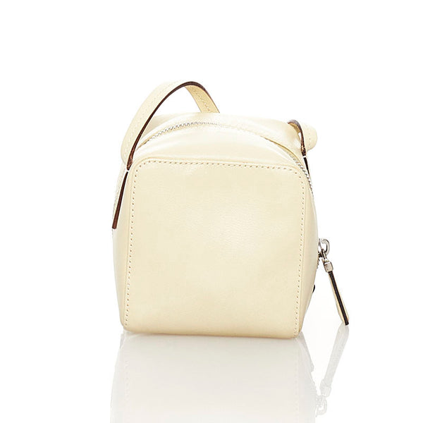 バリー キューブ 斜め掛け ミニ ショルダーバッグ ポシェット ベージュ レザー レディース BALLY 【中古】