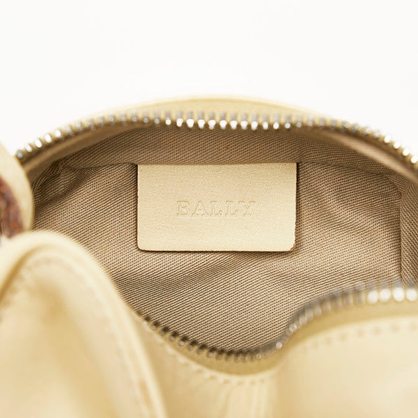 バリー キューブ 斜め掛け ミニ ショルダーバッグ ポシェット ベージュ レザー レディース BALLY 【中古】