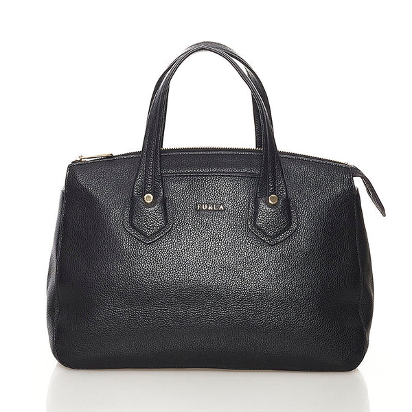 フルラ ハンドバッグ ブラック レザー レディース Furla 【中古】