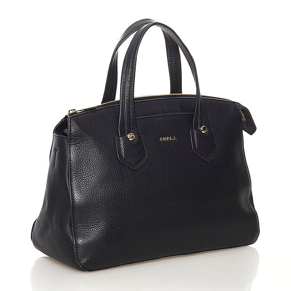 フルラ ハンドバッグ ブラック レザー レディース Furla 【中古】