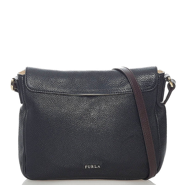 フルラ 斜め掛け ショルダーバッグ ブラック ブラウン レザー レディース Furla 【中古】