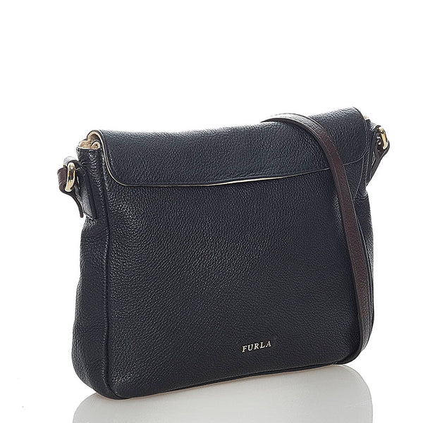 フルラ 斜め掛け ショルダーバッグ ブラック ブラウン レザー レディース Furla 【中古】