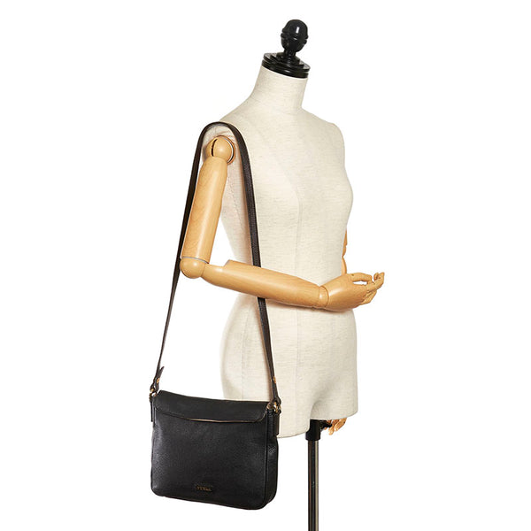 フルラ 斜め掛け ショルダーバッグ ブラック ブラウン レザー レディース Furla 【中古】