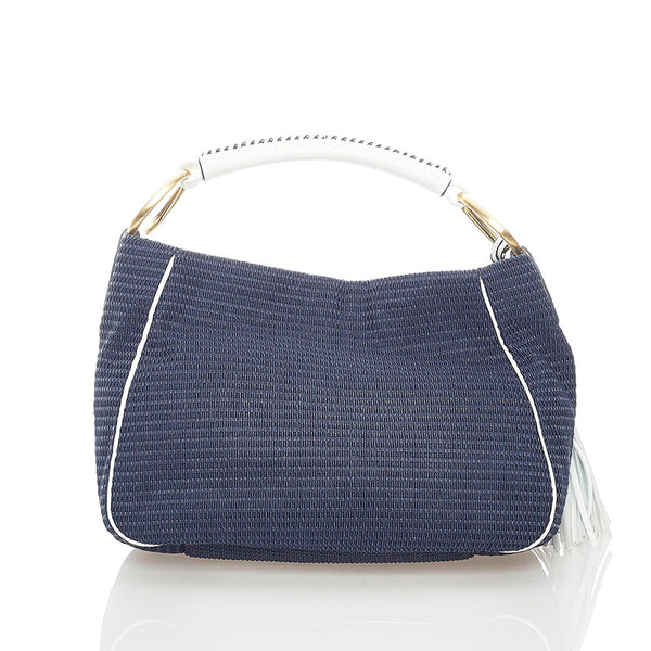 サザビー ハンドバッグ ネイビー ホワイト ナイロン レザー レディース SAZABY 【中古】