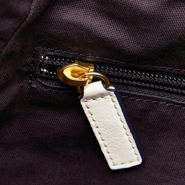 サザビー ハンドバッグ ネイビー ホワイト ナイロン レザー レディース SAZABY 【中古】