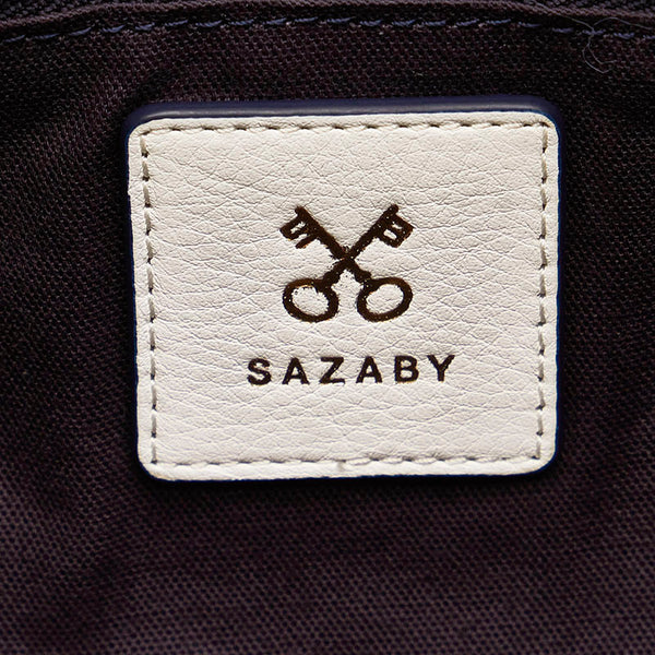 サザビー ハンドバッグ ネイビー ホワイト ナイロン レザー レディース SAZABY 【中古】