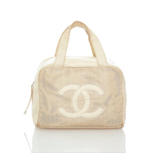 シャネル パンチング ハンドバッグ ミニボストン ベージュ ラムスキン レディース CHANEL 【中古】