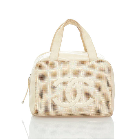 シャネル パンチング ハンドバッグ ミニボストン ベージュ ラムスキン レディース CHANEL 【中古】