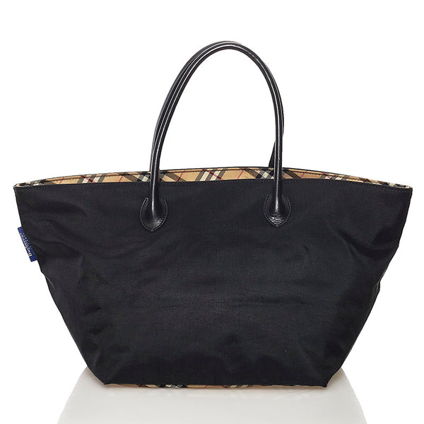 バーバリーズ ノバチェック トートバッグ ブラック ナイロン レザー レディース Burberrys 【中古】