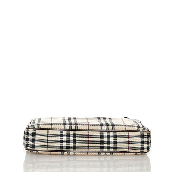 バーバリー ノバチェック 斜めがけ ショルダー ベージュ キャンバス レザー レディース BURBERRY 【中古】