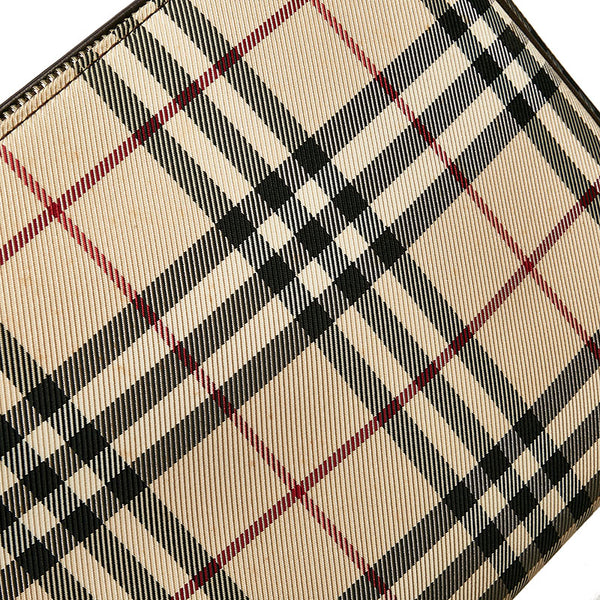 バーバリー ノバチェック 斜めがけ ショルダー ベージュ キャンバス レザー レディース BURBERRY 【中古】