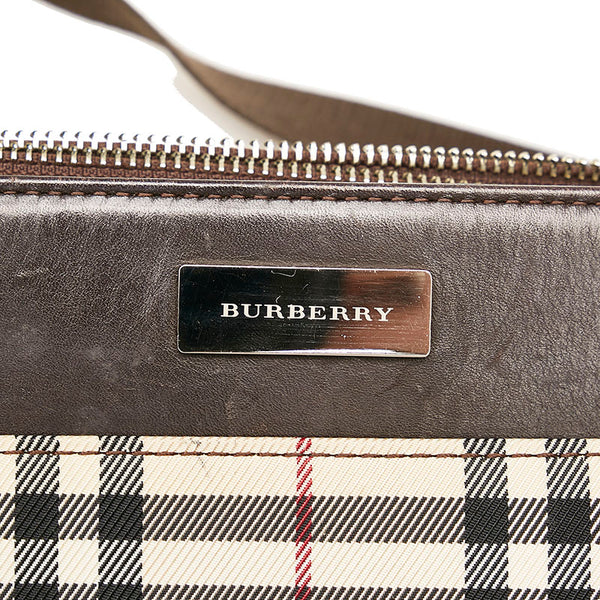 バーバリー ノバチェック 斜めがけ ショルダー ベージュ キャンバス レザー レディース BURBERRY 【中古】