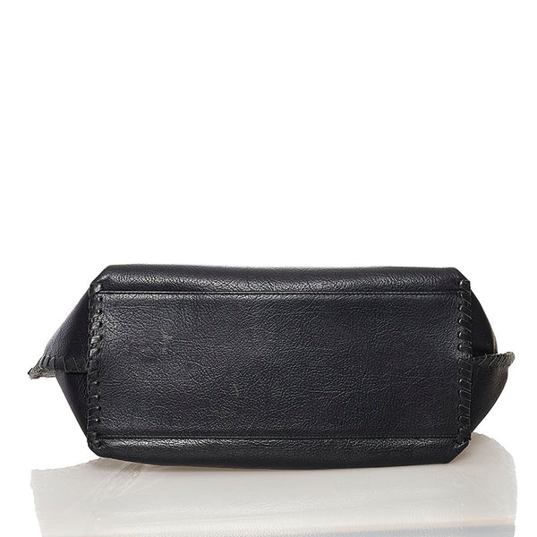 サマンサタバサ ロゴ ステッチ トートバッグ ブラック レザー レディース Samantha Thavasa 【中古】