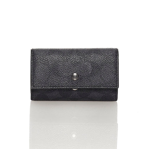 コーチ シグネチャー ４連 キーケース ブラック PVC レザー レディース COACH 【中古】