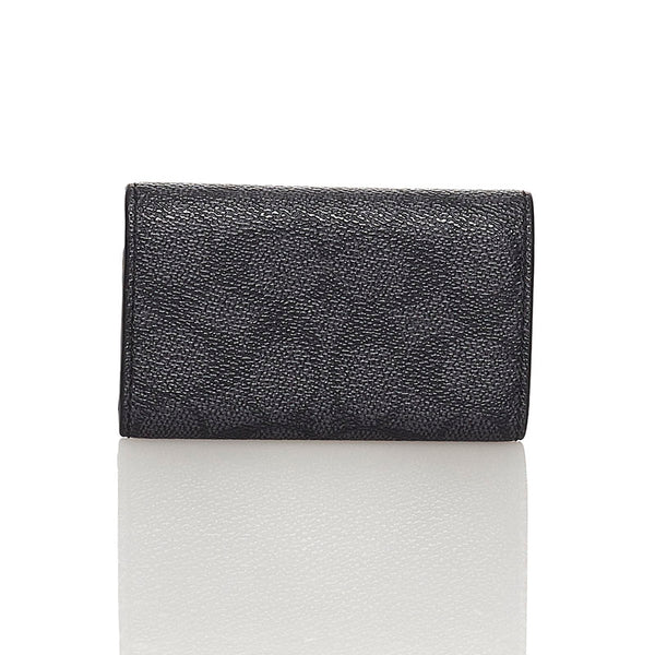 コーチ シグネチャー ４連 キーケース ブラック PVC レザー レディース COACH 【中古】