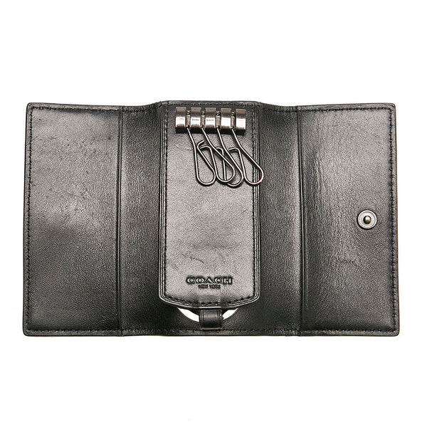コーチ シグネチャー ４連 キーケース ブラック PVC レザー レディース COACH 【中古】