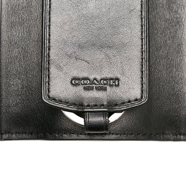 コーチ シグネチャー ４連 キーケース ブラック PVC レザー レディース COACH 【中古】