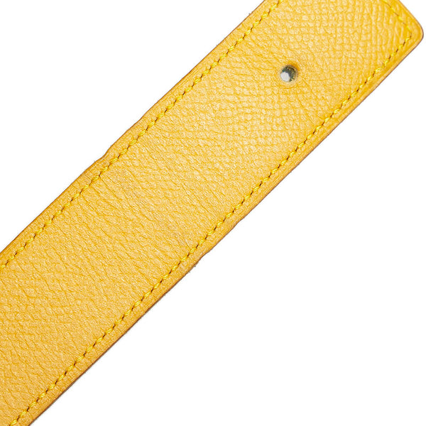 エルメス バックルなし リバーシブル 替え ベルト イエロー グリーン レザー レディース HERMES 【中古】