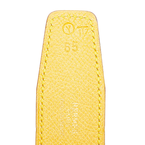 エルメス バックルなし リバーシブル 替え ベルト イエロー グリーン レザー レディース HERMES 【中古】