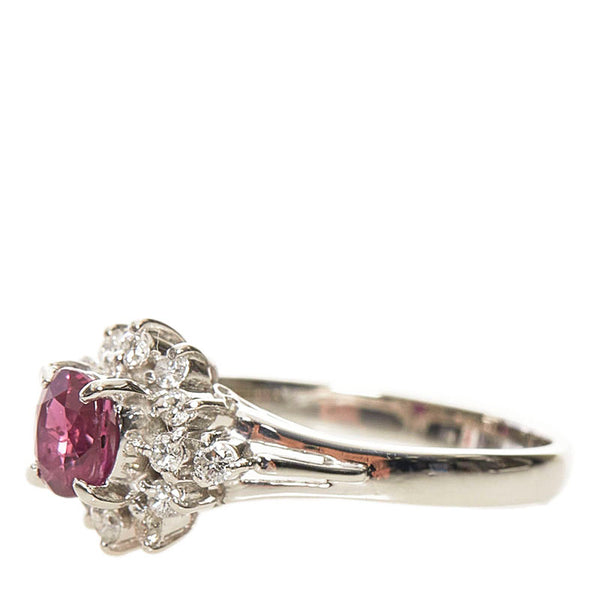 Pt900 プラチナ ルビー0.78ct ダイヤ0.21ct リング 指輪 レディース 11号 【中古】