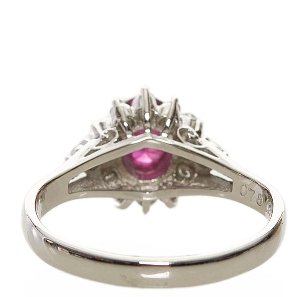 Pt900 プラチナ ルビー0.78ct ダイヤ0.21ct リング 指輪 レディース 11号 【中古】