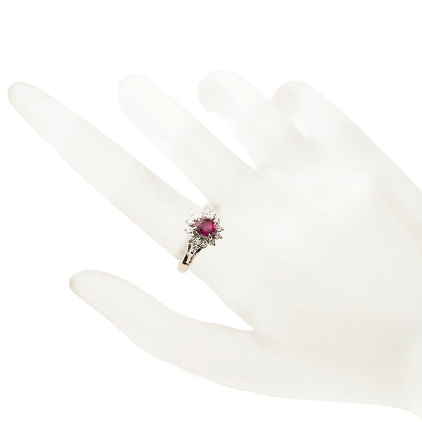 Pt900 プラチナ ルビー0.78ct ダイヤ0.21ct リング 指輪 レディース 11号 【中古】
