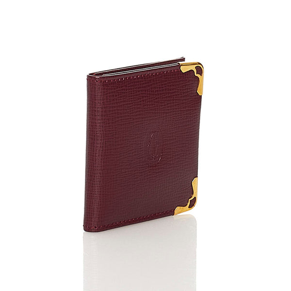 カルティエ 二つ折り 写真ケース ワインレッド レザー レディース CARTIER 【中古】