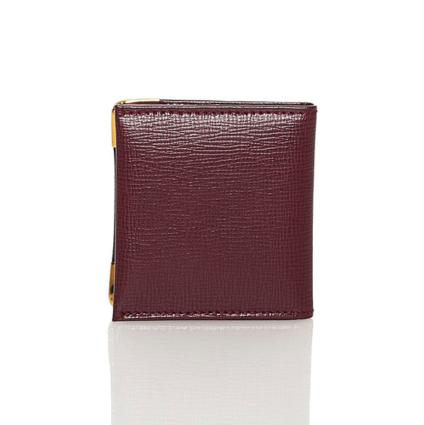 カルティエ 二つ折り 写真ケース ワインレッド レザー レディース CARTIER 【中古】