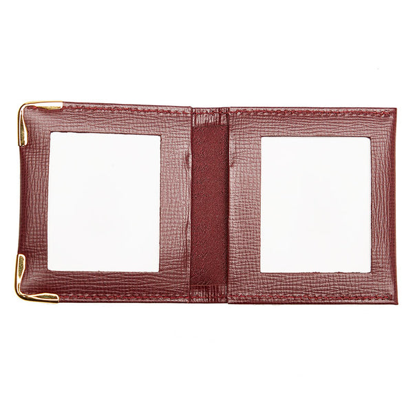 カルティエ 二つ折り 写真ケース ワインレッド レザー レディース CARTIER 【中古】