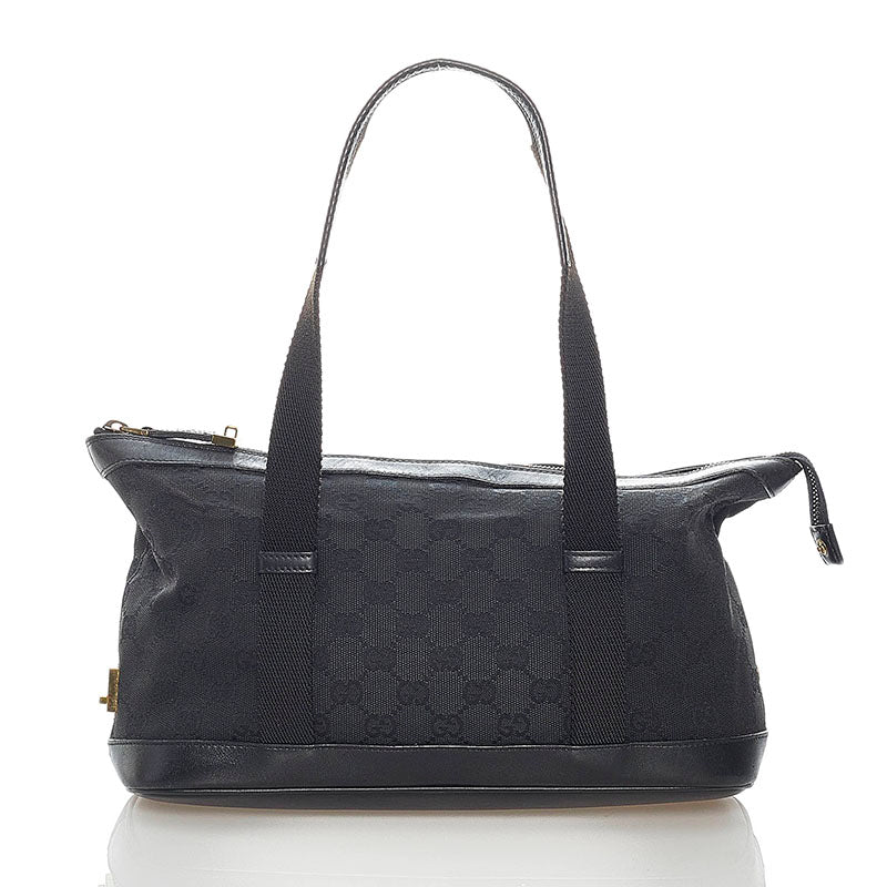 グッチ GGキャンバス ハンドバッグ 92734 ブラック キャンバス レザー レディース GUCCI 【中古】