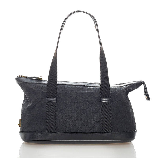 グッチ GGキャンバス ハンドバッグ 92734 ブラック キャンバス レザー レディース GUCCI 【中古】