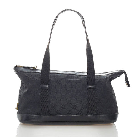 グッチ GGキャンバス ハンドバッグ 92734 ブラック キャンバス レザー レディース GUCCI 【中古】