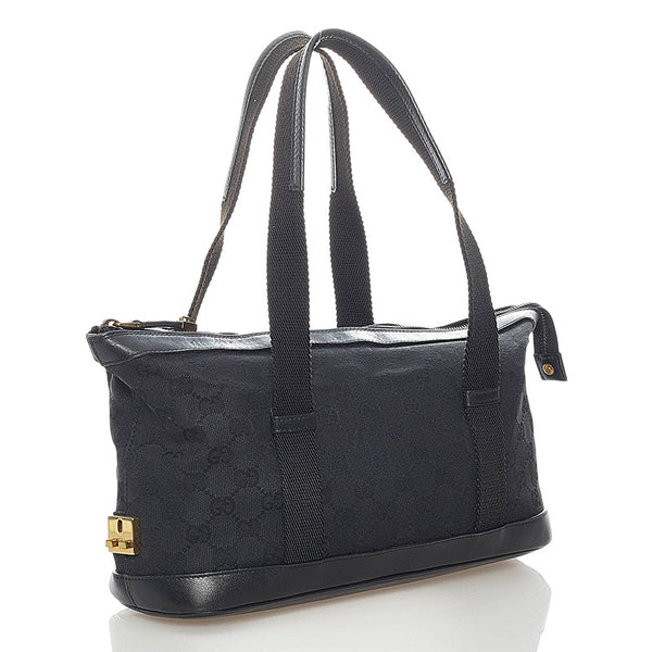 グッチ GGキャンバス ハンドバッグ 92734 ブラック キャンバス レザー レディース GUCCI 【中古】