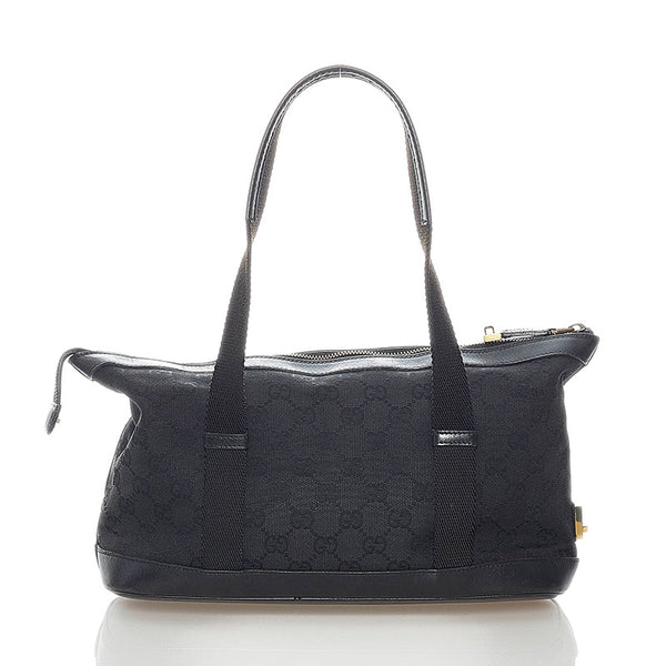 グッチ GGキャンバス ハンドバッグ 92734 ブラック キャンバス レザー レディース GUCCI 【中古】