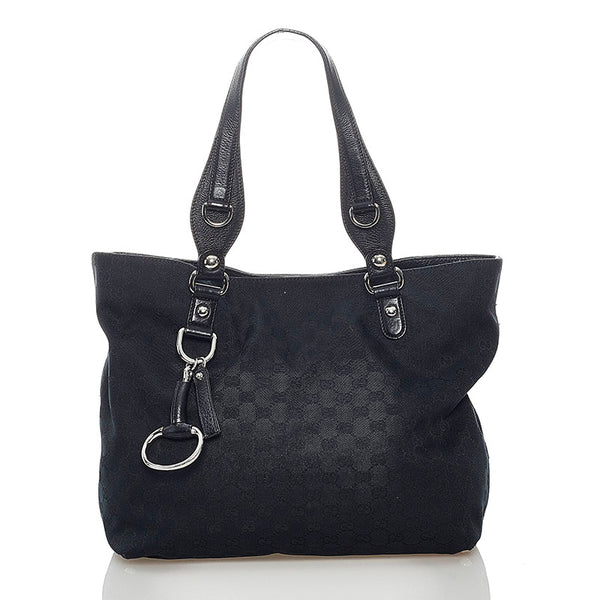 グッチ GGキャンバス ホースビット トートバッグ 229852 ブラック キャンバス レザー レディース GUCCI 【中古】