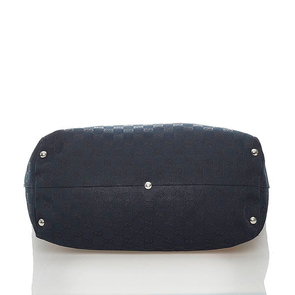 グッチ GGキャンバス ホースビット トートバッグ 229852 ブラック キャンバス レザー レディース GUCCI 【中古】