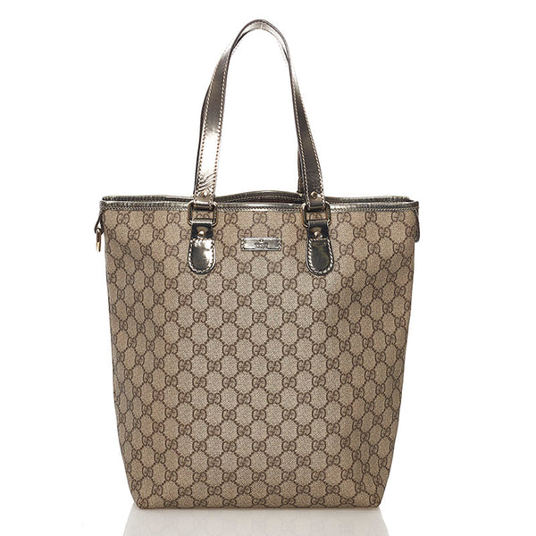 グッチ GGスプリーム トートバッグ 189896 ベージュ PVC レザー レディース GUCCI 【中古】