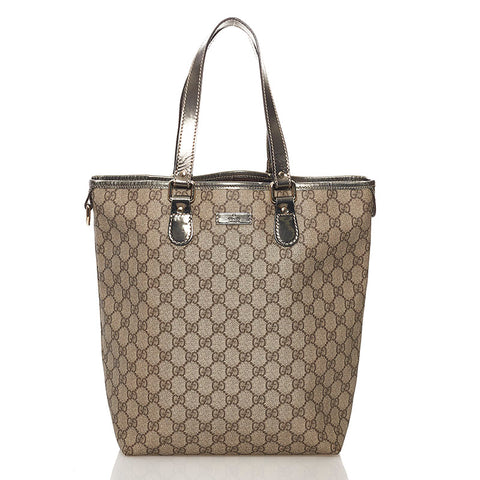 グッチ GGスプリーム トートバッグ 189896 ベージュ PVC レザー レディース GUCCI 【中古】