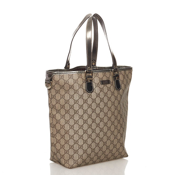 グッチ GGスプリーム トートバッグ 189896 ベージュ PVC レザー レディース GUCCI 【中古】