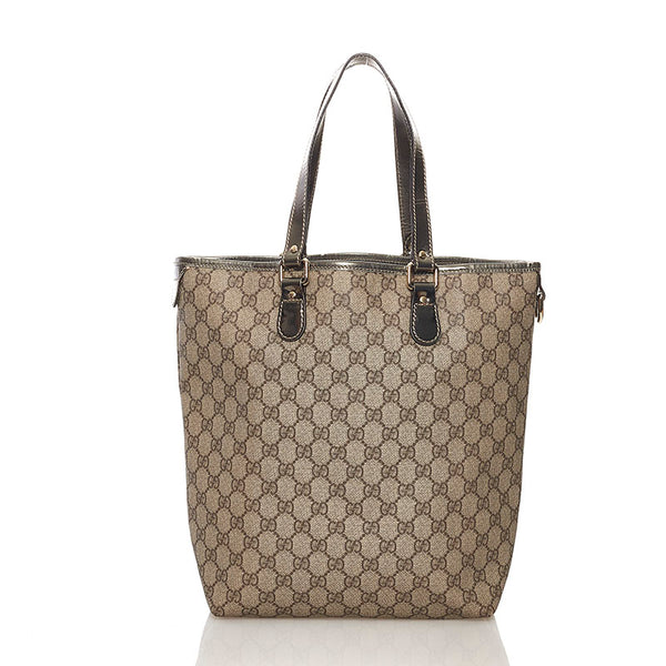 グッチ GGスプリーム トートバッグ 189896 ベージュ PVC レザー レディース GUCCI 【中古】