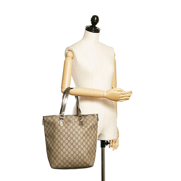 グッチ GGスプリーム トートバッグ 189896 ベージュ PVC レザー レディース GUCCI 【中古】