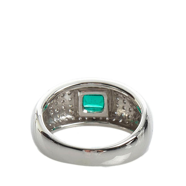 Pt900 プラチナ エメラルド0.83ct ダイヤ0.52ct リング 指輪 レディース 11号 【中古】