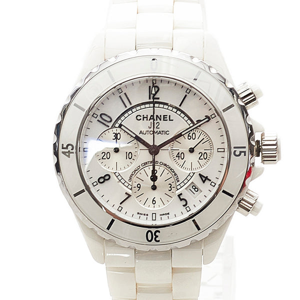 シャネル J12 腕時計 H1007 自動巻き ホワイト文字盤 ステンレス ホワイトセラミック メンズ CHANEL 【中古】